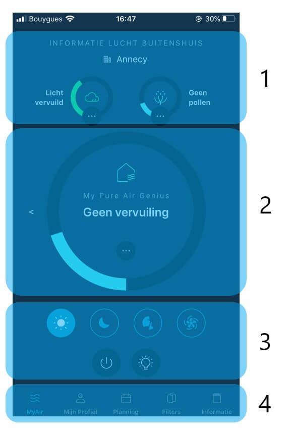 home page of Pure Air app