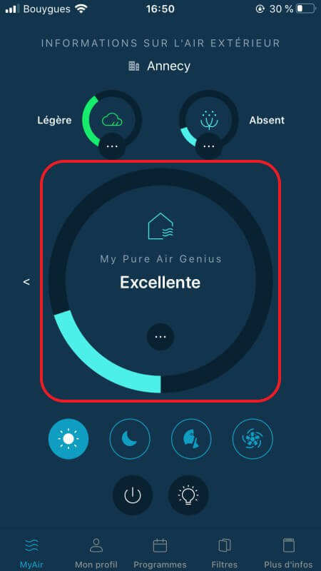 home page of Pure Air app
